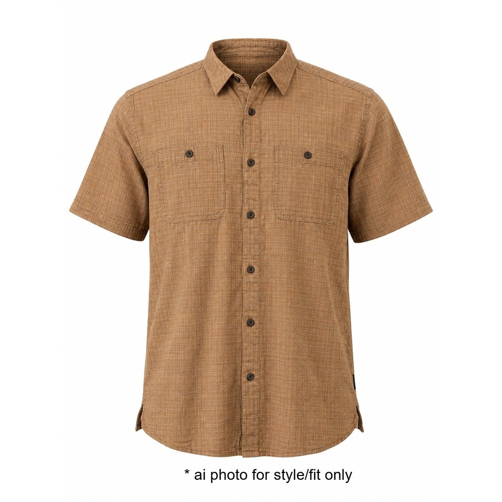 Patagonia Men's L Brown Plaid Hemp Organic Cotton Short Sleeve Button Shirt